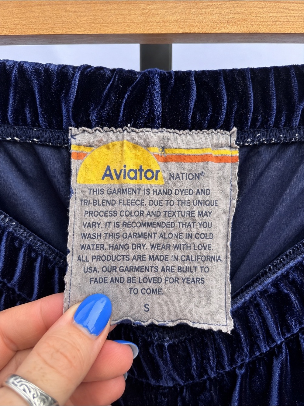 Aviator Nation Classic Velvet Sweatpants Rainbow 5-Stripe Velour Joggers Size S - Picture 8 of 9